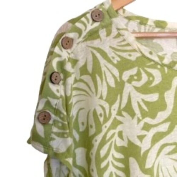 Rachel Zoe Green Print Linen Blend Top 1X - Picture 5 of 5